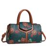 Boston Tote Bag With Splicing Prints And Pu Material For Daily Casual Use