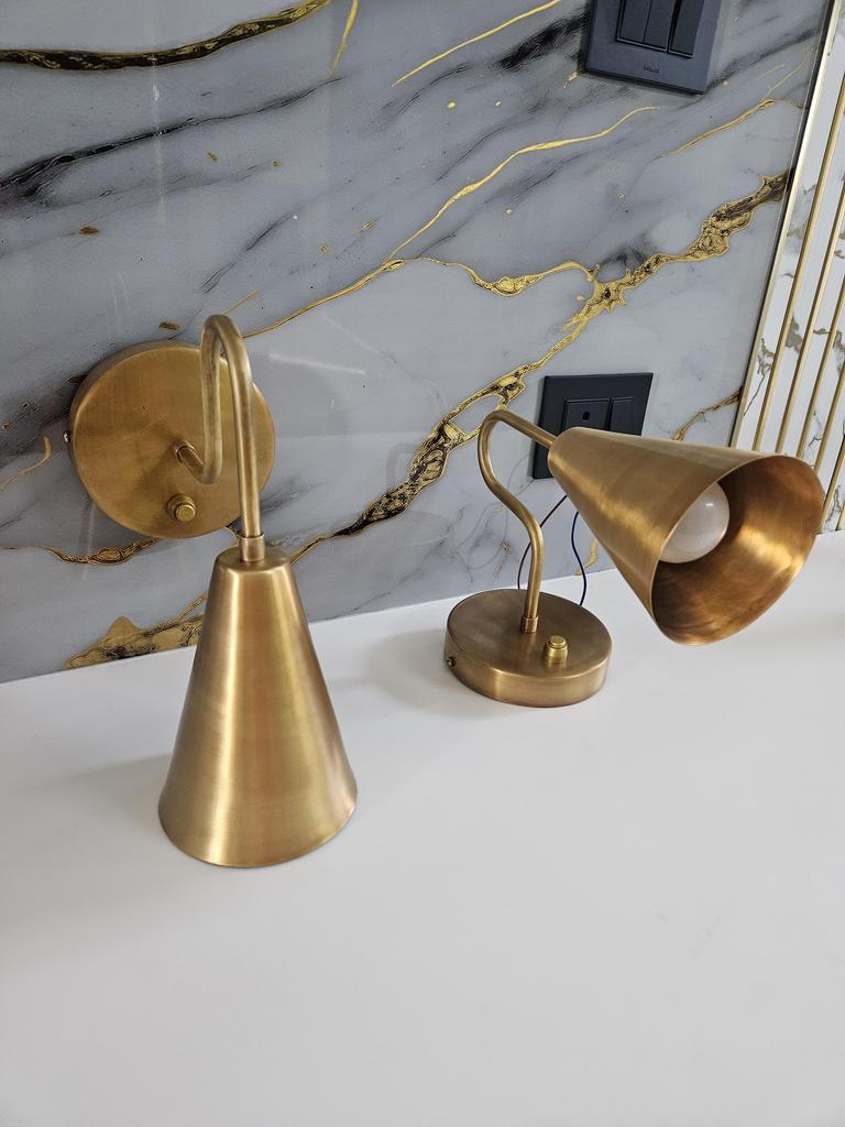 Modern Brass Wall Sconce Handmade Cone Shape Light Fixture Minimalist Bedside Lamp Mid Century Vanity Wall Lighting Home Decor Light Fixture