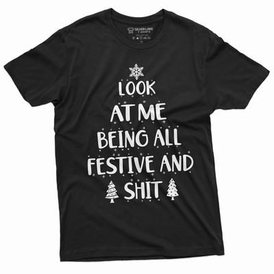 Men's Funny Festive and Sh@t T-shirt Christmas Mood Funny Gift Humorous Tee Shirt