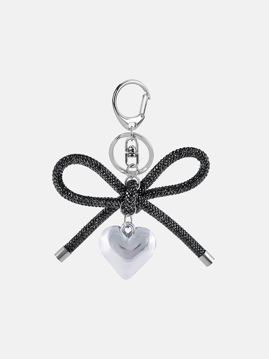 JUDY AND PAUL Diana Crystal Ribbon and Drop Heart Keychain