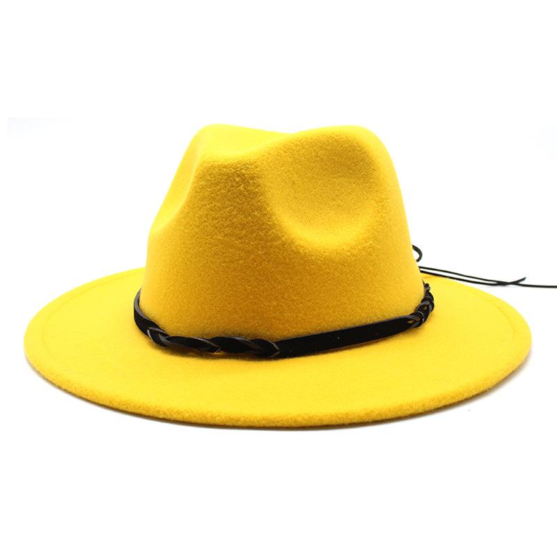 Seasonal Big Eaves Hat Flat Edge Top Hat Men'S And Women'S Woolen Jazz Hat Lmn172