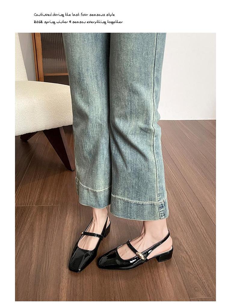 Weiwei Girl 325-3 Women's Nude Backless Summer Sandals - Comfortable Mary Jane Flats for 2025