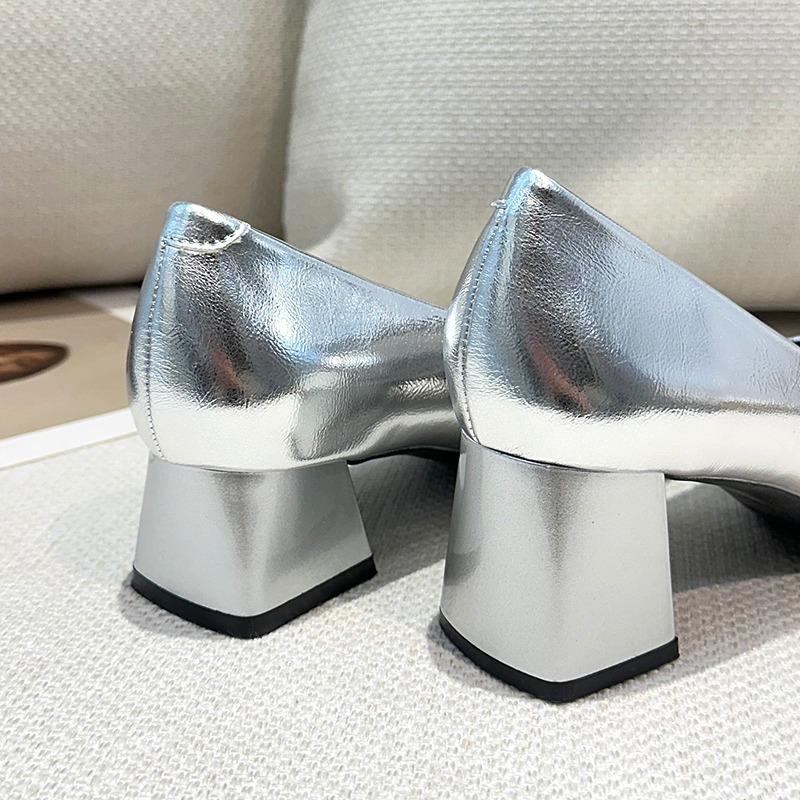 Women's Thick Heel Shoes Spring New Pointy Toe Shallow Mouth Slip-off Anti-slip Wear-resistant High Heels