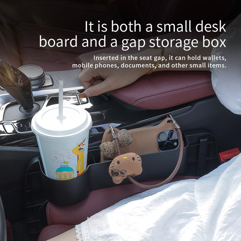SEAMETAL 2-in-1 Car Steering Wheel Desk Seat Gap Storage Box In-Car Laptop Tablet Holder Auto Office Dining Tray Car Interior Accessory