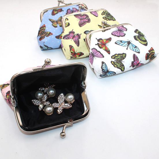 Portamonete Piccolo da Donna, Portamonete Vintage in Pelle PU, Portamonete a Bacio Farfalla, Tascabile, Mini Portamonete per Donne