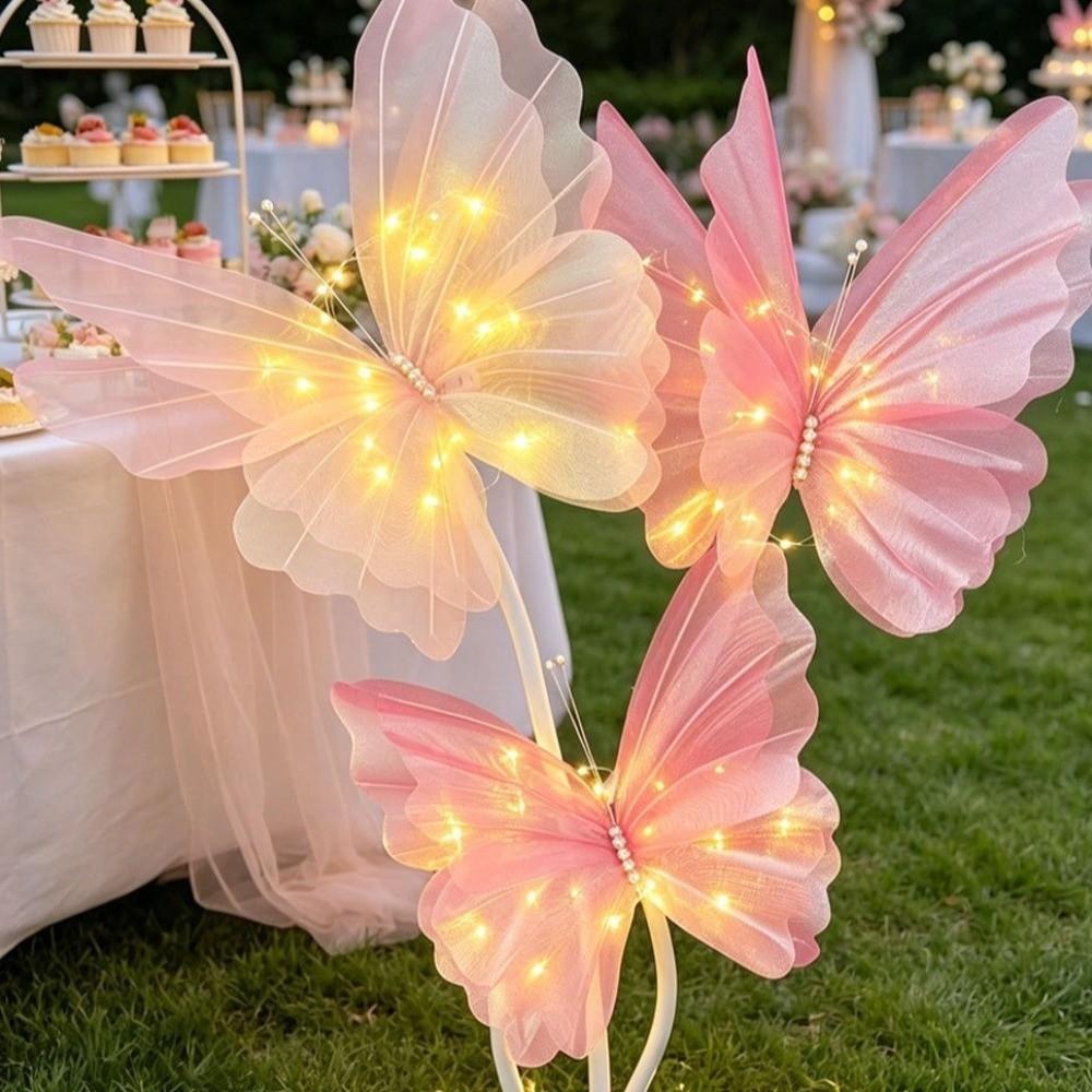 50CM Butterfly Strip Light Silk Material Luminous Decoration Sparkling Yarn Flower  Spring Party