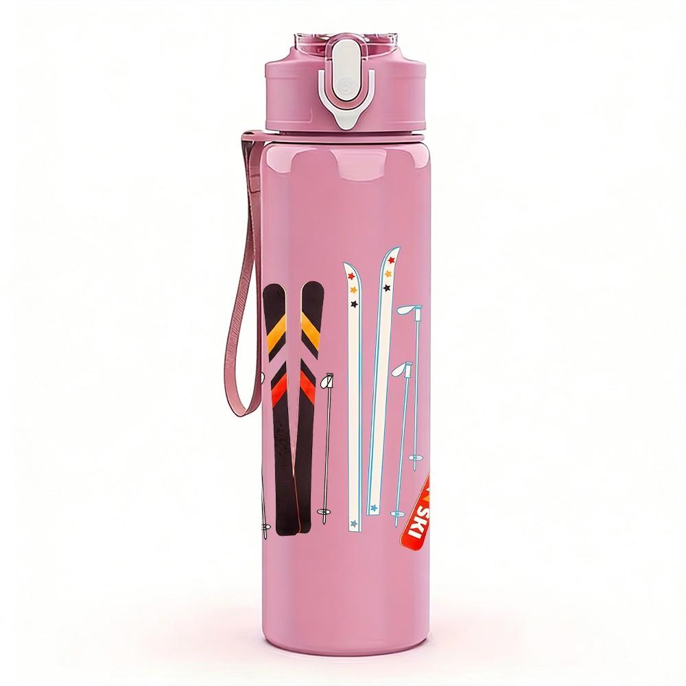 1PC Paint Brush Pen Craft Tool Print 750ml Color Plastic Sports Water Bottle Leakproof Flip Straw Lid Suitable for Sports Office Home Use
