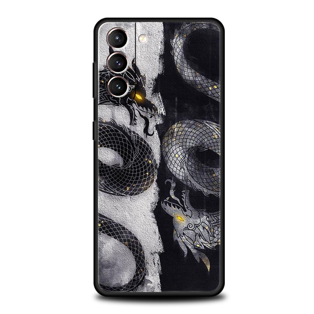 Dragon Phone Case For Samsung Galaxy S25 S24 S23 FE S22 Ultra S20 S21 5G S10 Plus S10E Soft Black Cover