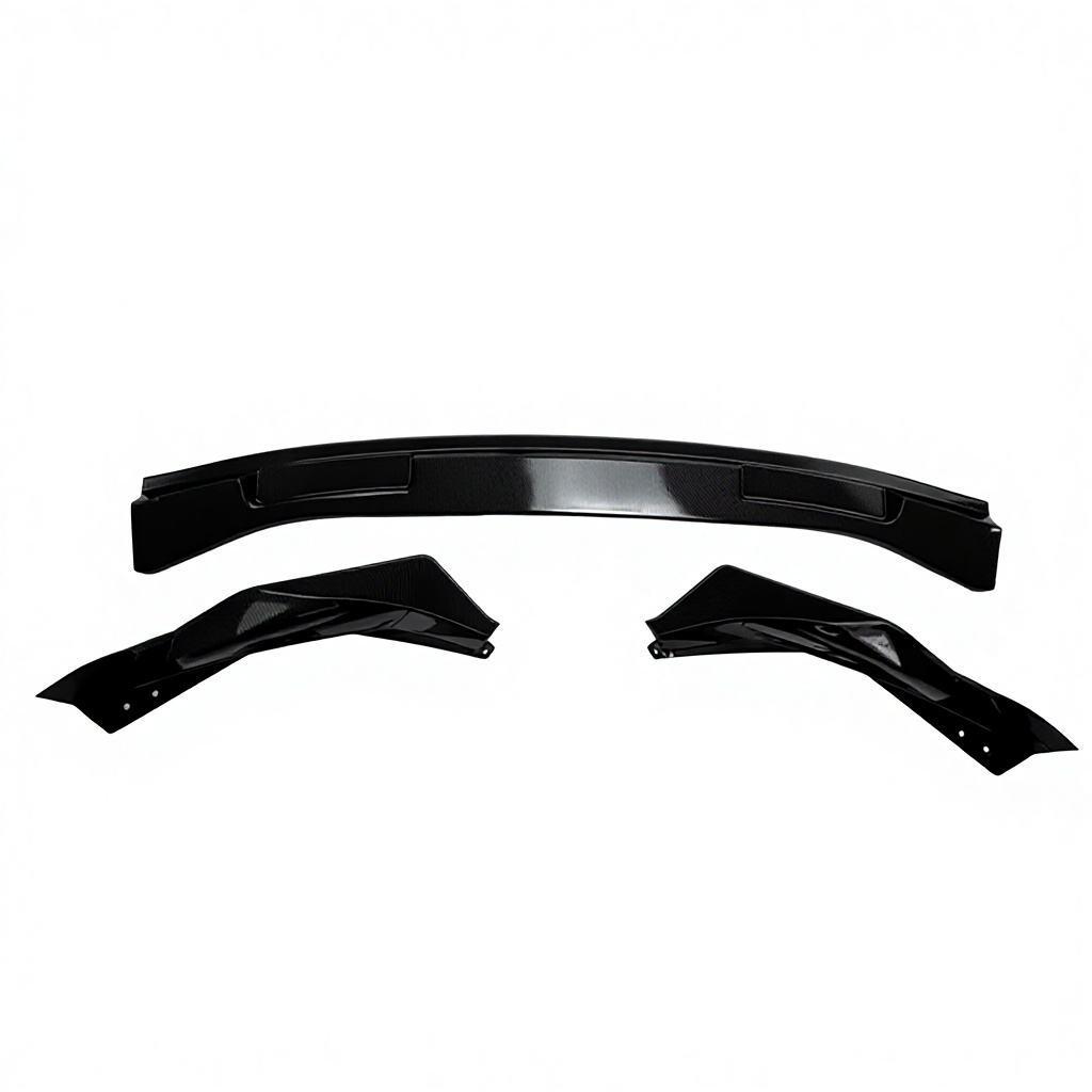 Compatible BMW G80/G82 V Style M3/M4 Three-Section Front Lip Carbon Fiber Pattern Kit - Bright Black
