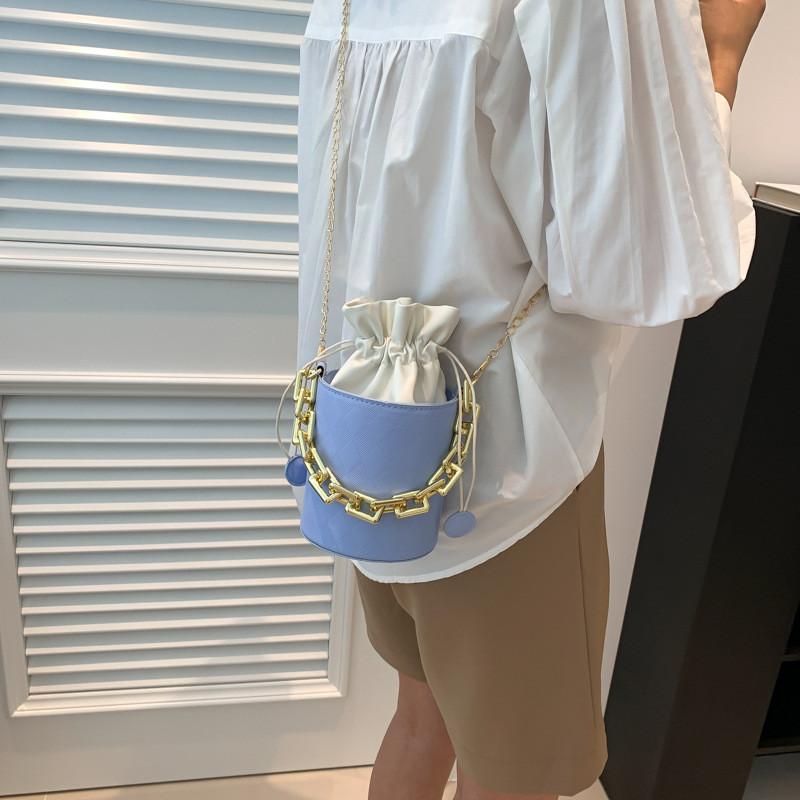 Chic Casual Womens Bucket Bag Stylish Chain Strap Shoulder Bag Versatile Color Options
