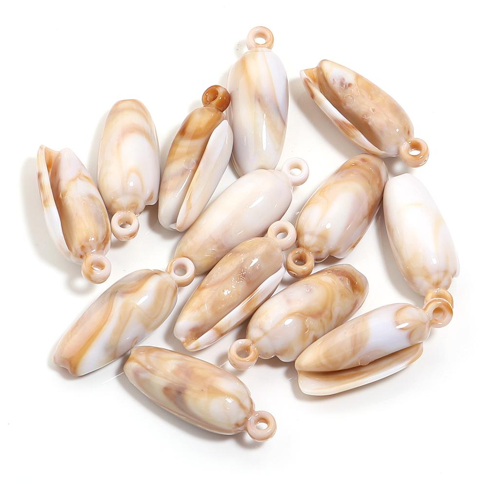 10-100pcs Natural Shell Acrylic Beads Ocean Light Brown  Seashell Pendants For Jewelry Making DIY Bracelets Keychain Accessories