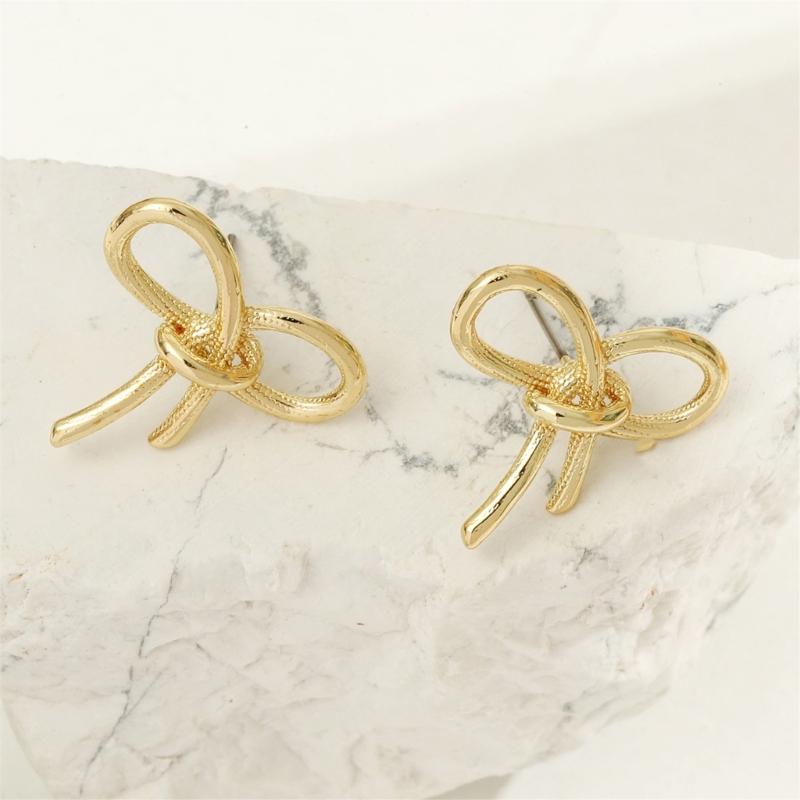 Elegant Gold Color Butterfly Knot Earrings Stylish Ear Piercing Ear Pendant Jewelry Cute Ear Studs Jewelry Accessories