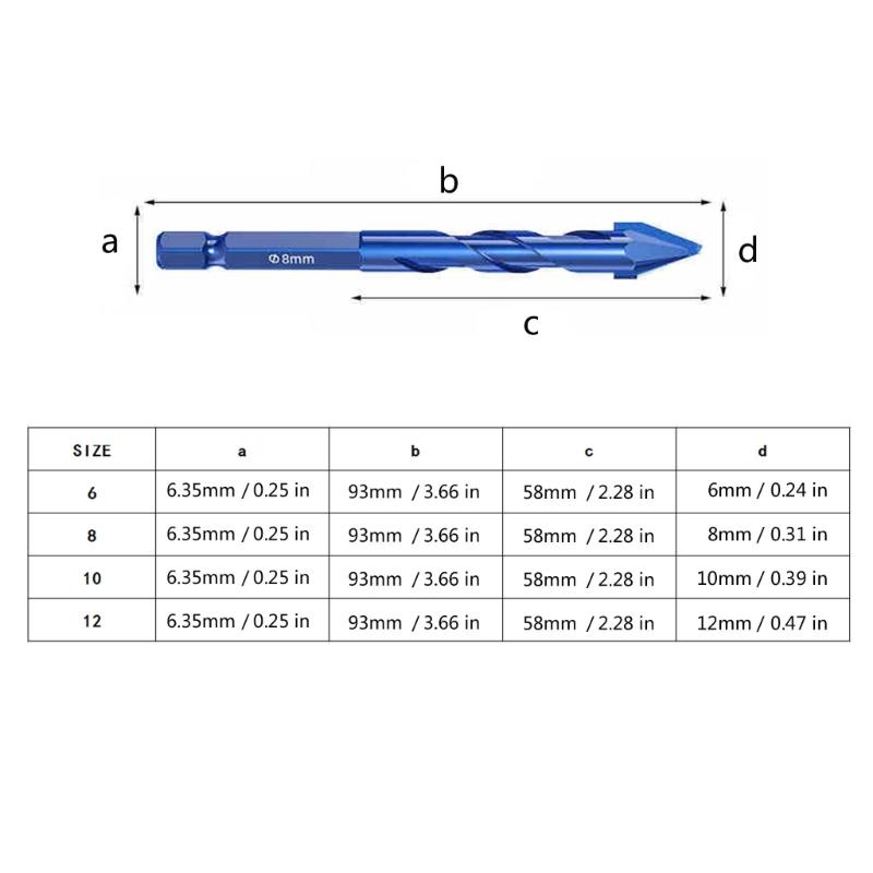 High Hardness Eccentric Drill Precisions Drilling 6/8/10/12mm Glass Tile Ceramic Punching Rock Triangles Drill Bit