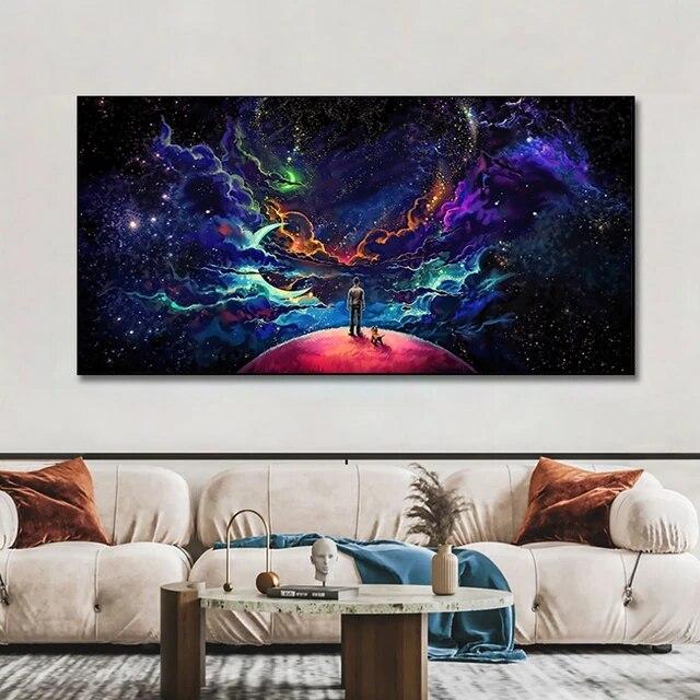 Abstract Fantasy Colorful Universe Space Wall Art Starry Sky Canvas Picture Prints Home Poster for Living Room Aesthetic Decor No Frame
