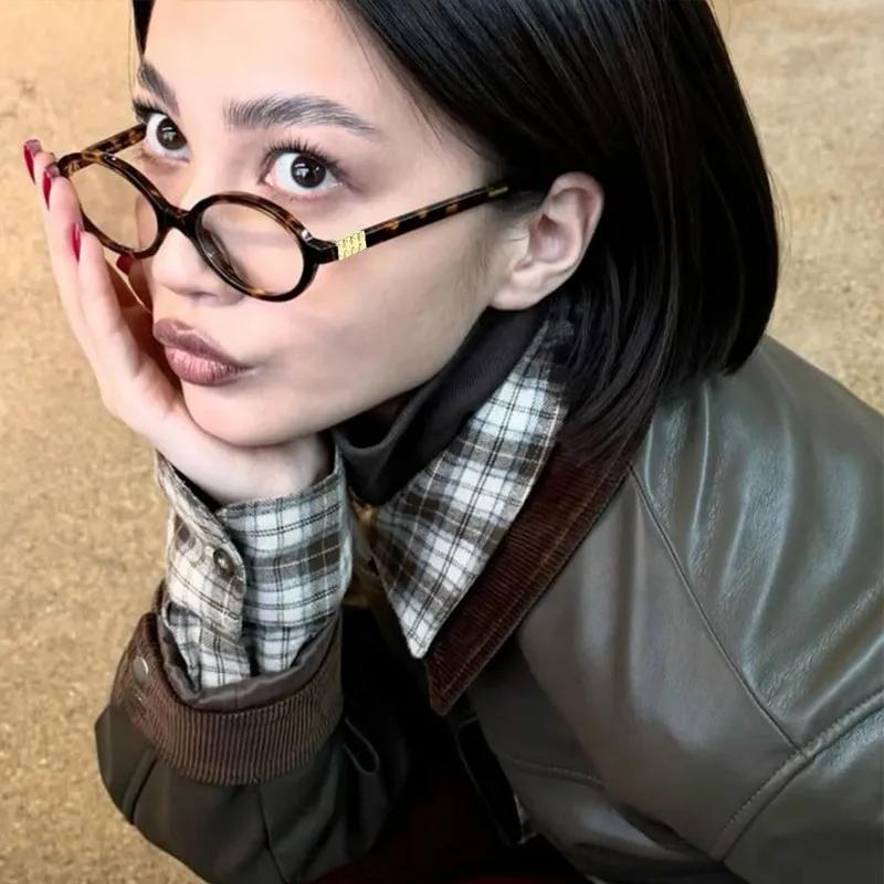 Oval Leopard Print Anti Blue Light Glasses Luxury Fashion Flat Mirror Eyewear Accessories for Women