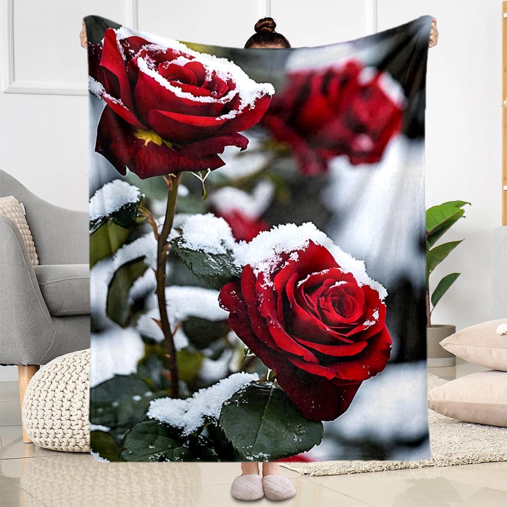 Stained Glass Rose Flannel Blanket,Lightweight,Office Blanket,Sofa Blanket,Comfortable Blanket