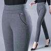 Spring and Autumn Women's High-Waisted Casual Elastic Pants, Slim-Fitting Pants for Middle-Aged and Elderly Women, Fashionable Pencil Pants