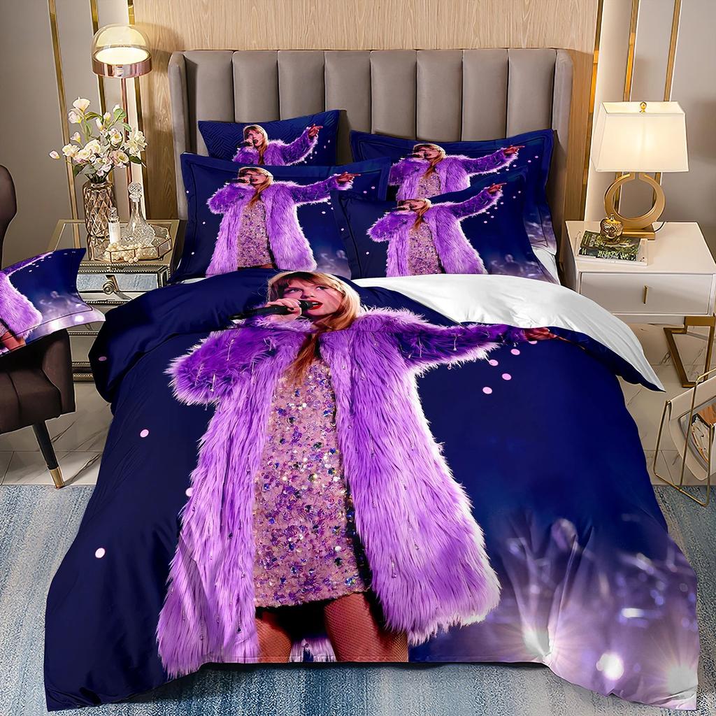 Pop Female Singer T-Taylors 3D Printing Bedding Set Celebrity S-Swift Duvet Cover Pillowcase Single Double Large Size 2/3pcs Set