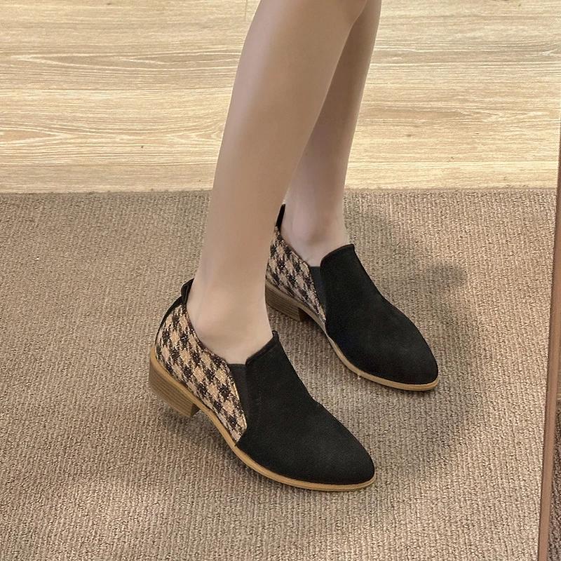 Shoes Women's Slip-On Color Block Outdoor Office High Heels Women's Pointed Toe Slip-On Square Heels Women's Shoes