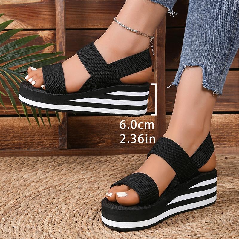 Women's Striped Platform Wedge Sandals Fashion Thick Sole Non Slip Beach Sandalias Mujer 2025 Summer Lightweight Casual Sandals
