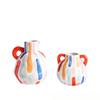 Painted Ceramic Vase Decoration, Vertical Striped Vase, Desktop Flower Planter, Restaurant Desktop Decor, Home Accessories, 1pc