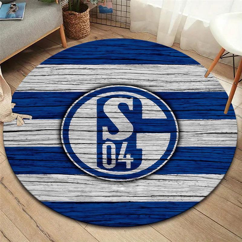 FC Schalke 04 Round Area Rug,Carpet Rug for Living Room Bedroom Sofa Playroom Decor,Non-slip Floor Mat