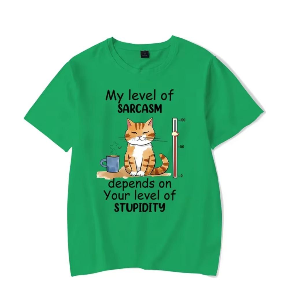 My Level of Sarcasm Depends On Your Level of Stupidity Graphic Tshirt Funny Cat Tshirt Fashion Harajuku T-shirt Men Brand Tshirt