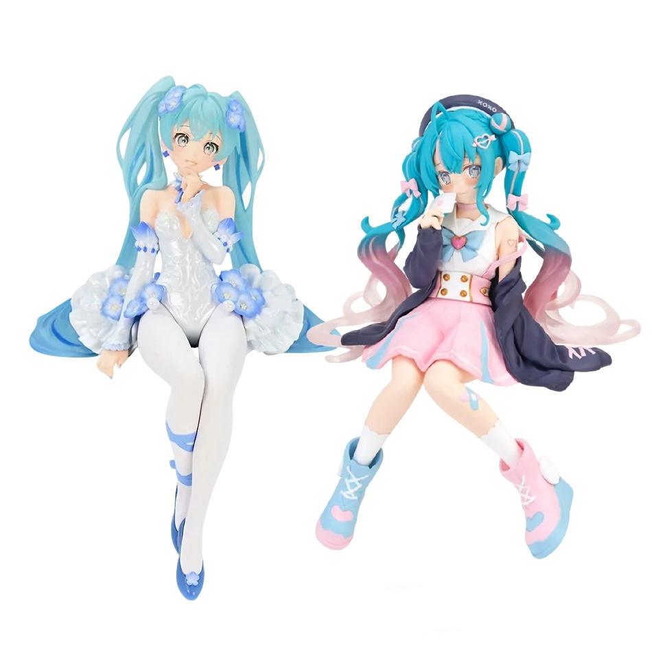 New Hatsune Miku Anime Figure Pink Sakura Sitting Position Pvc Action Figure Model Toy Decoration Collect Gifts