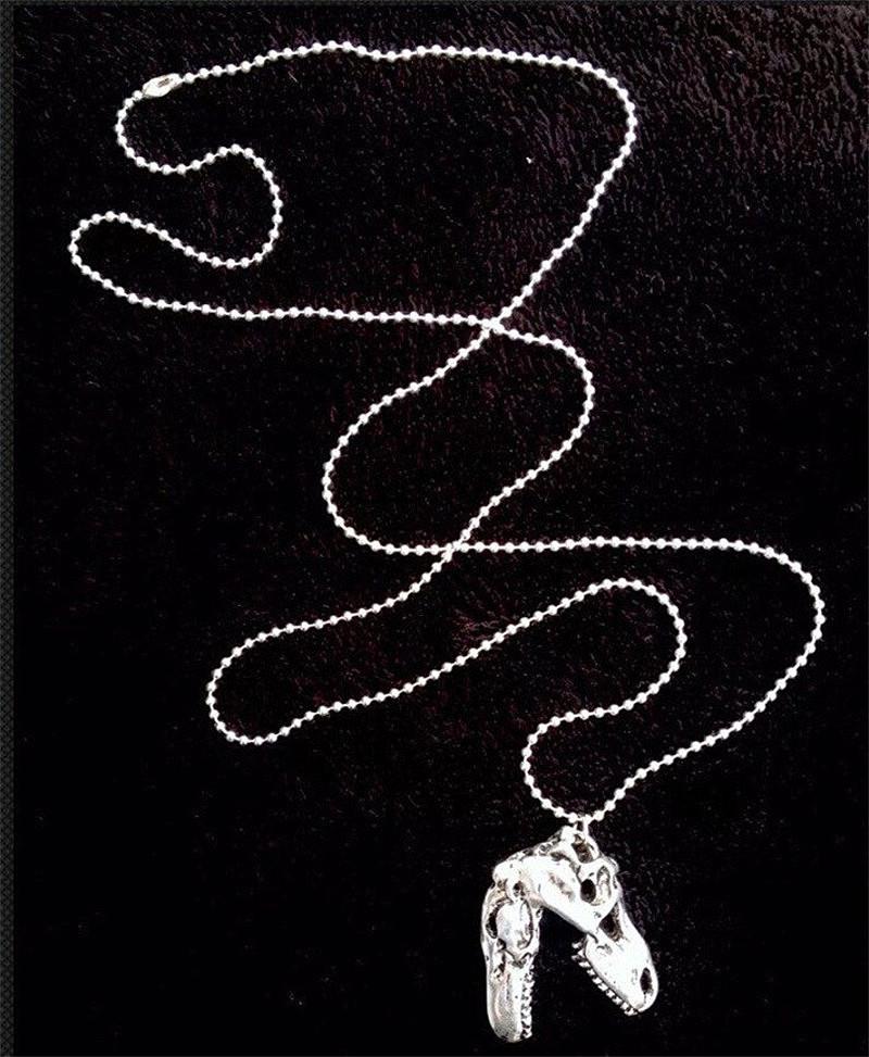 

Personality Punk Silver Color Stereo T. Rex Dinosaur Skull Pendant Necklace for Men Women Hip-hop Rock Jewelry Accessories Gifts серебряный