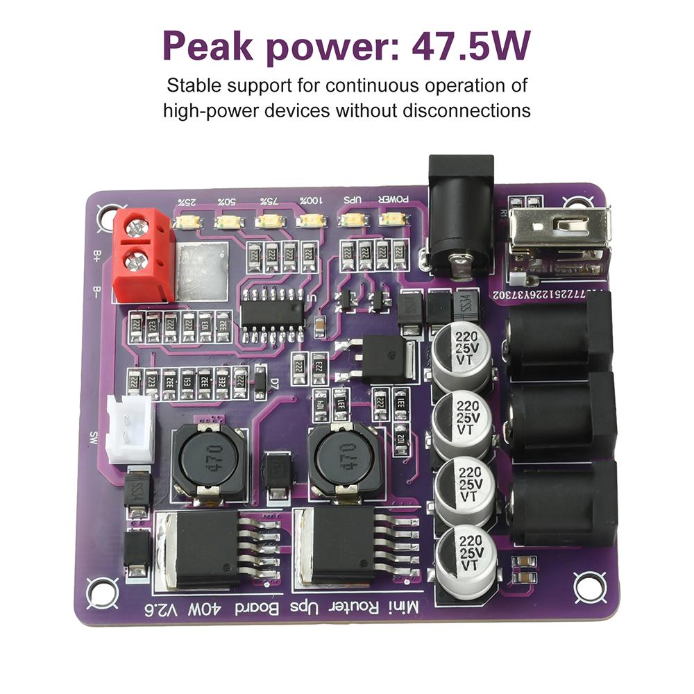 40W Battery Charging Board 4-Port Router Mini UPS Board 11.1V Power Module USB/DC Ports
