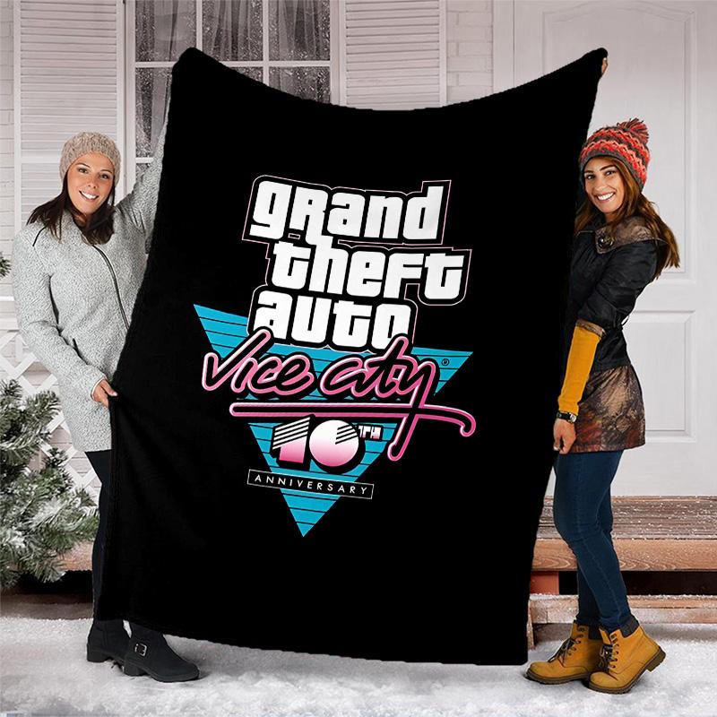 1ks deka s motivem GTA - Digitální potisk, Polyester, Útulná pro všechna roční období, Ideální pro venkovní použití a cestování