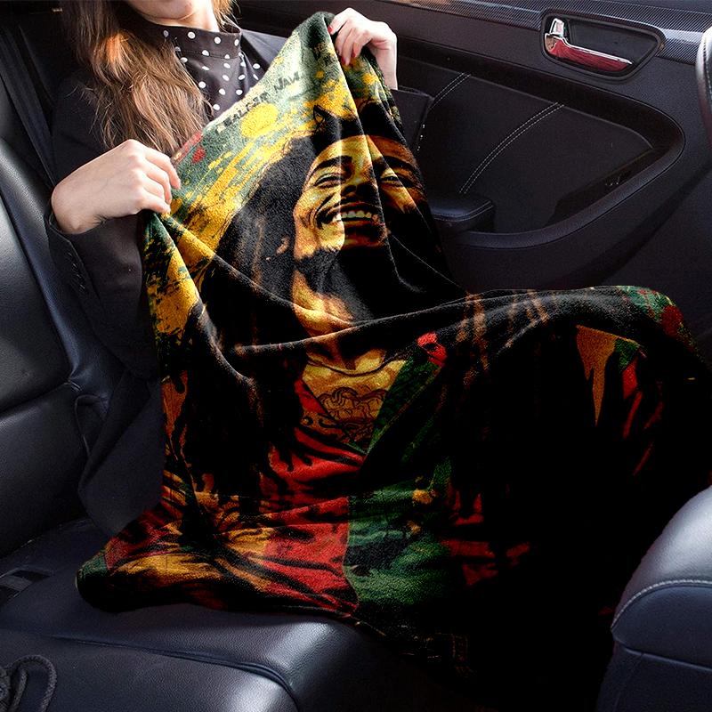 Bob music Vibrant Art Blanket Flannel Blanket for bed, sofa, Camping, Hiking, Picnic Essentials, gift for family Fan gifts