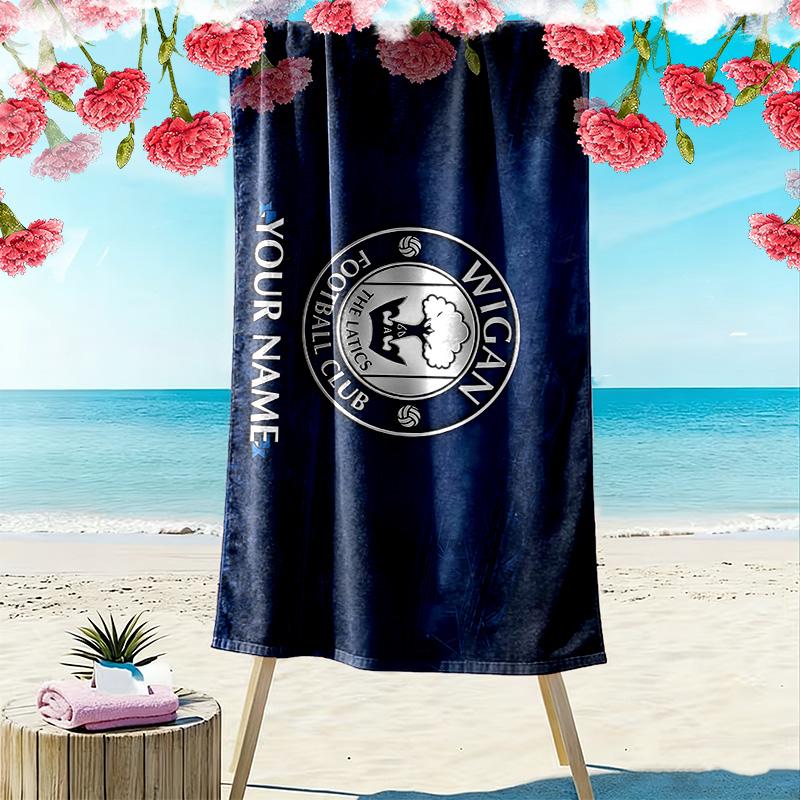 Wigan Athletic F.C Print Beach Towel, Large Soft Quick Dry Towel for Beach Camping Swimming