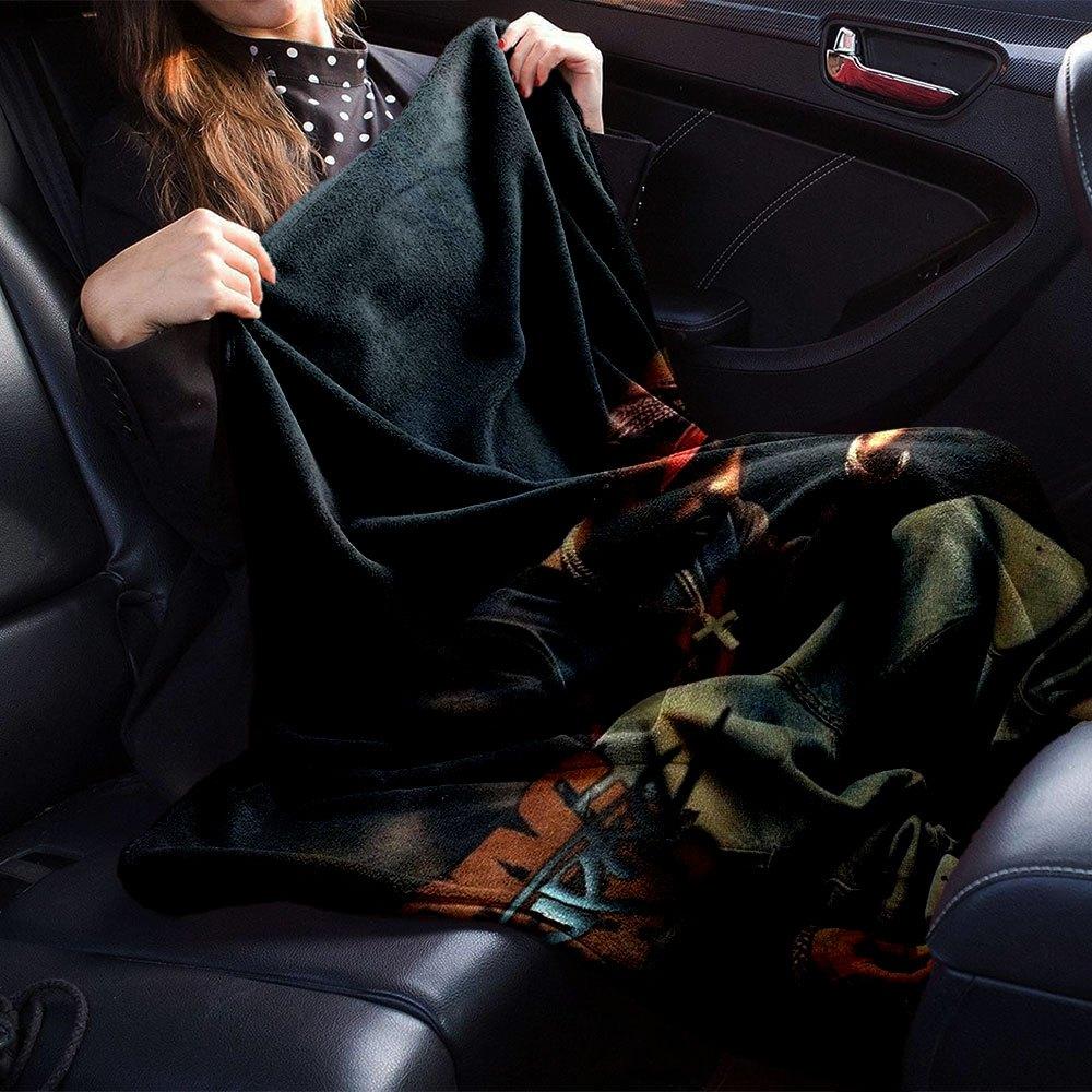 1pc 2PacHip Hop Blanket Soft Lightweight All Season Multi Purpose Throw for Sofa, Bed, Office & Picnics, French Style with Iconic Album Art & Quotes