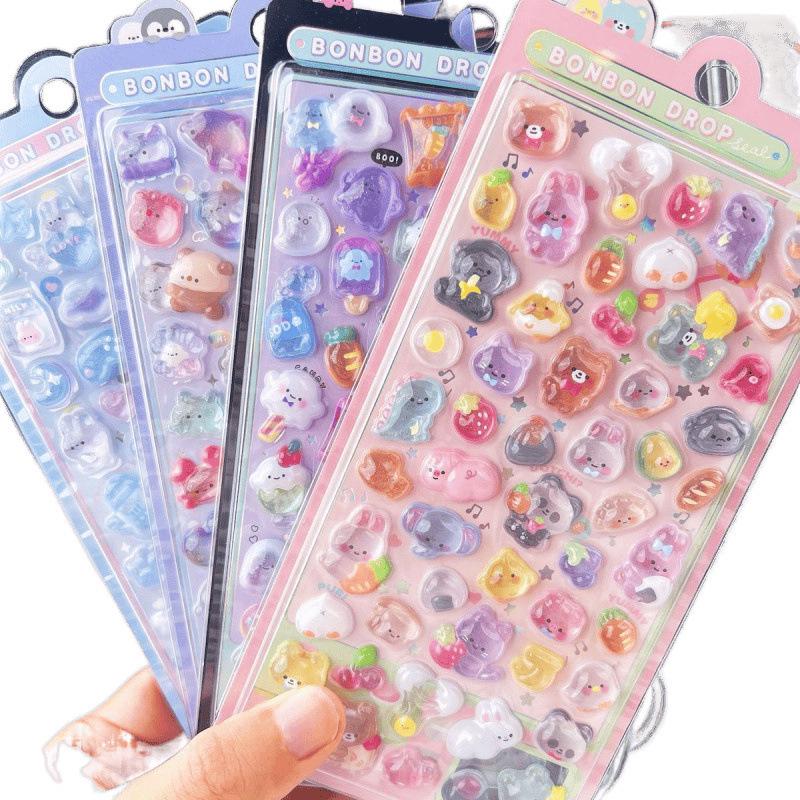 3D Cartoon Kristall Diamant Aufpolsterte Aufkleber für Kinder - Niedliche Dekorative Aufkleber für Mädchen