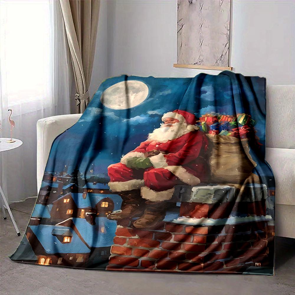 1Pc Santa Claus Chimney Blanket Soft And Comfortable Casual Warm Camping Travel Christmas Halloween Gift M9178