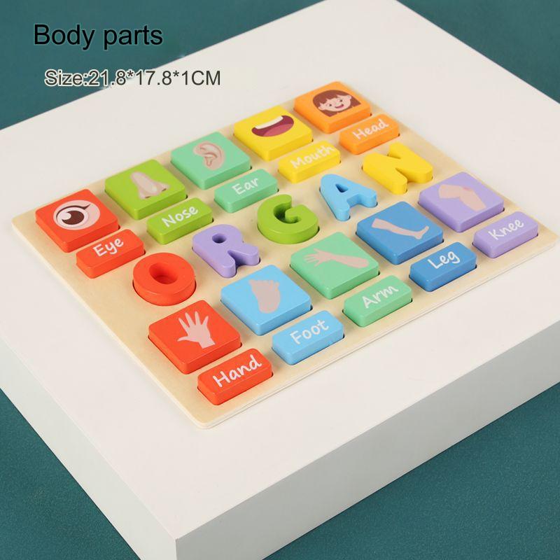 1Pc Wooden Puzzle Toys Children Montessori Preschool Education Alphabet Matching Building Blocks Puzzle Game Kids Festival Toy