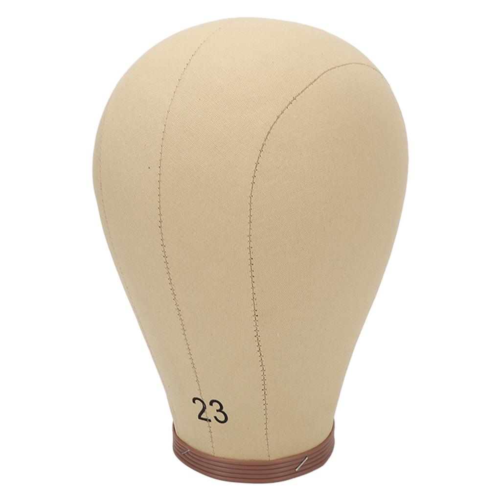 23in Cork Canvas Block Head Reusable Wig Head Display with Stand for Hairdressing Making Wigs