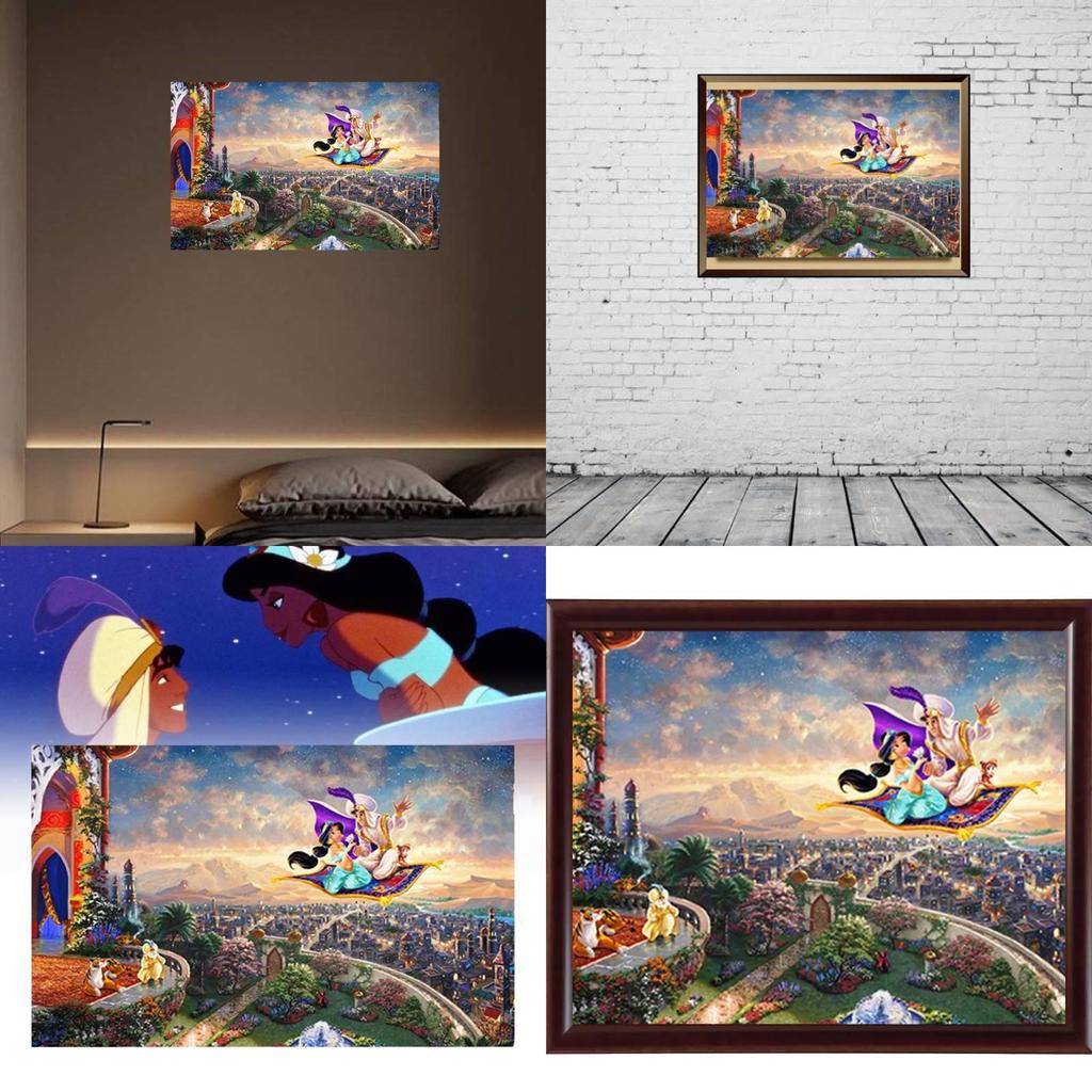 Vibrant Mermaid Princess Canvas Artwork Modern Fairytale Kids Room Decoration