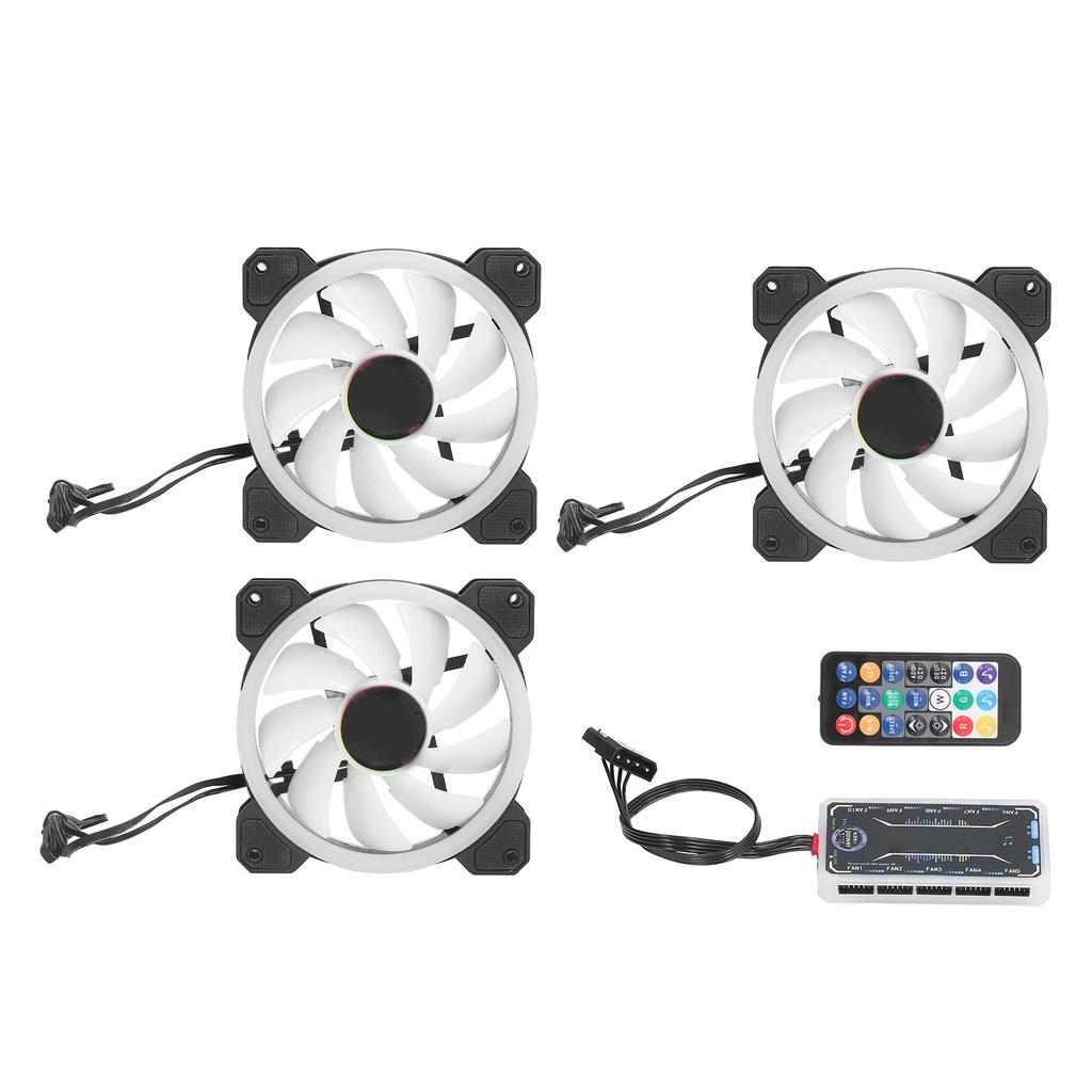 3Pcs RGB Case Fan 120mm Super Quiet RGB Multiple Light Modes Shockproof Design PC Case Fans with Controller Screws