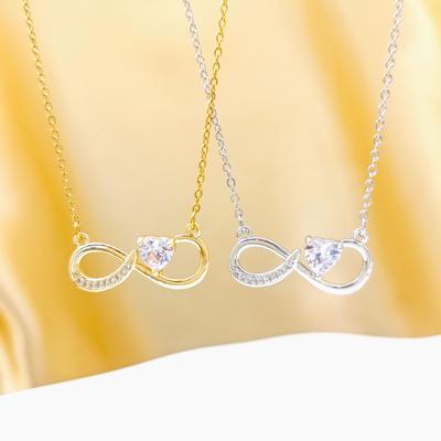 Colier personalizat Zirconiu Iubire Infinită - Lanț Claviculă din Oțel Titanic pentru Femei