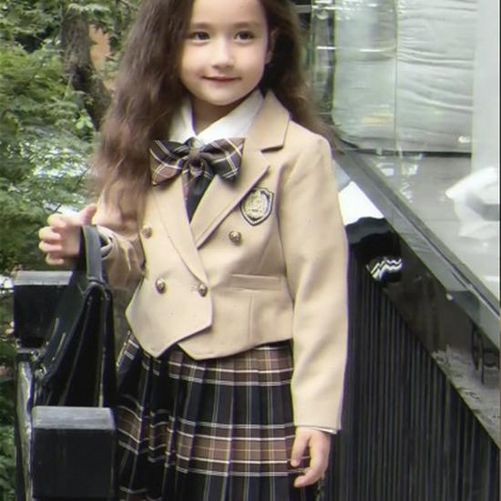British Academy Style Girls' JK Uniform Three-Piece Set: Autumn/Spring Pleated Skirt & Fashionable Clothes
