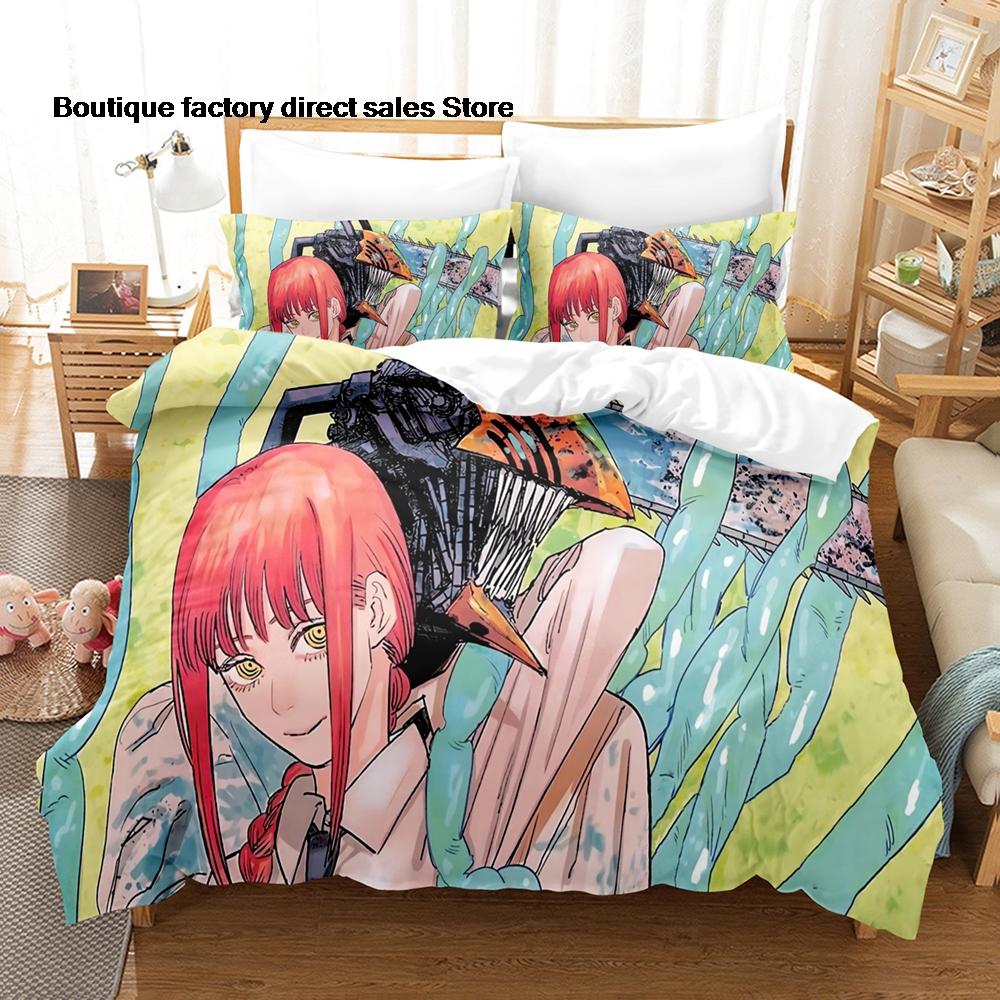 3Pcs Chainsaw Man Denji Anime Bedding Set 3D Print Shonen Manga Duvet Cover Pillowcases for Teens Fans Room Decor Gift Bed linen