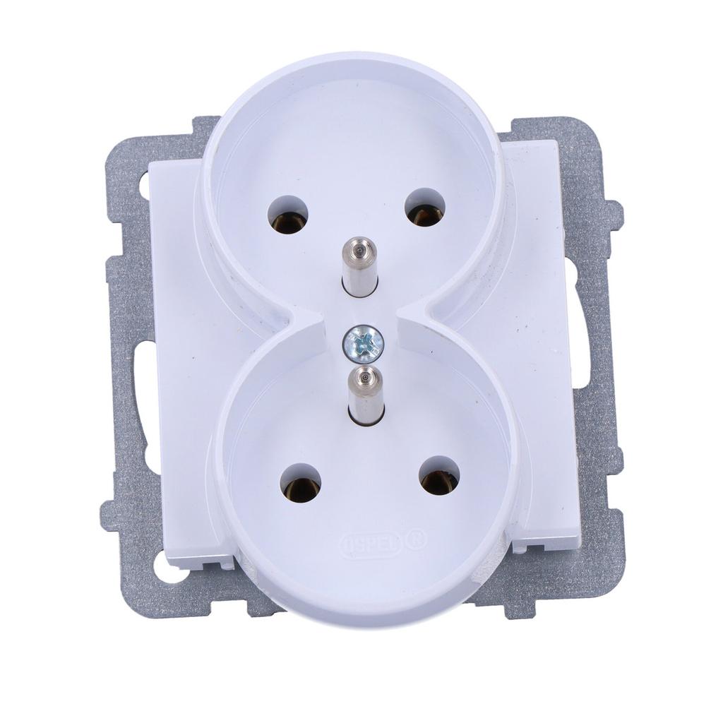 Double Socket with Grounding, White SONATA