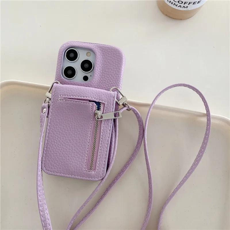 Crossbody Lanyard Phone Case for IPhone 13 12 Mini 15 14 11 Pro Max XS XR 8 7 Plus Wallet with Card Holder Leather Cover
