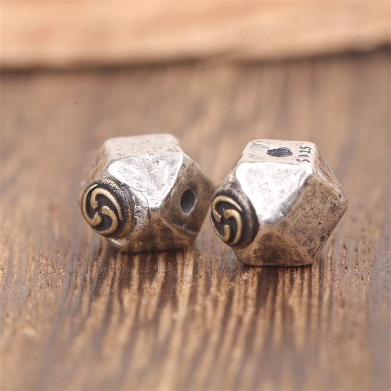 Auspicious Gold-Plated Eight-Sided Bead Pendant Charm - DIY Cultural Ornament
