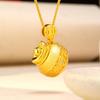 Xiaohongshu Style Gold-Brushed Diamond Ingot Pendant Retro Necklace