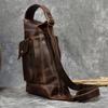 Retro Big Leather Chest Bag For Sports Hiking Biking Crossbody Bags Crazy Horse Leather Men Male Chest Packs Single Shoulder Bag