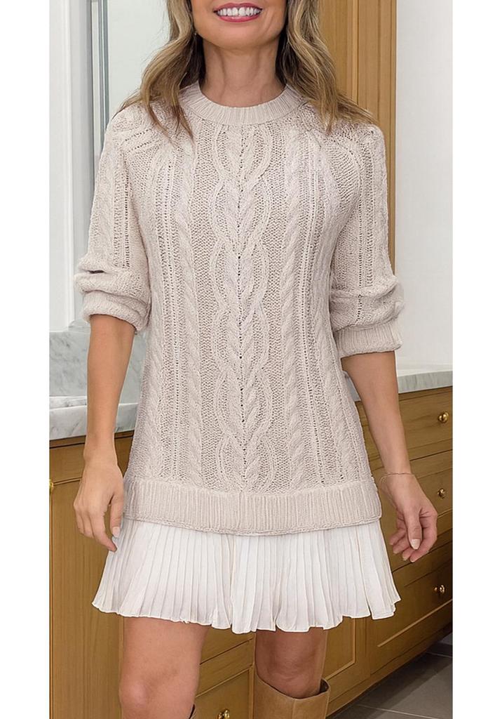 2025 Autumn/Winter Women's Knitted Solid Color Sweater & Short Skirt Set - Casual Bestseller