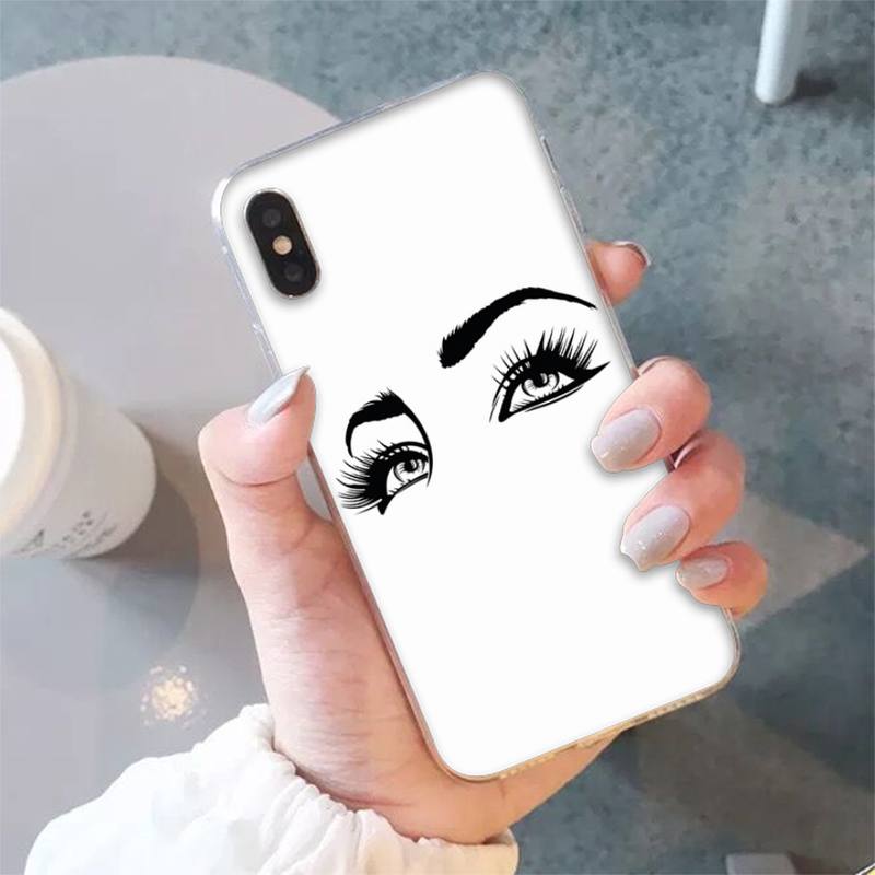 Eyelash pattern And Eyebrow Drawing Phone Case for iphone 13 8 7 6 6S Plus X 5S SE 2020 XR 11 12 mini pro XS MAX